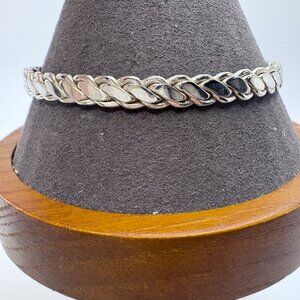VTG Solid Sterling Silver 925 Braided Design Bangle Bracelet Size 8" Fit